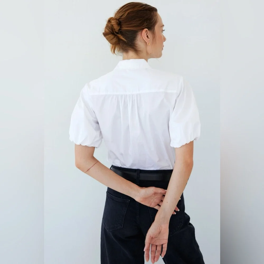 AYR The Puff Piece white button down shirt Small NWT - Picture 3 of 5